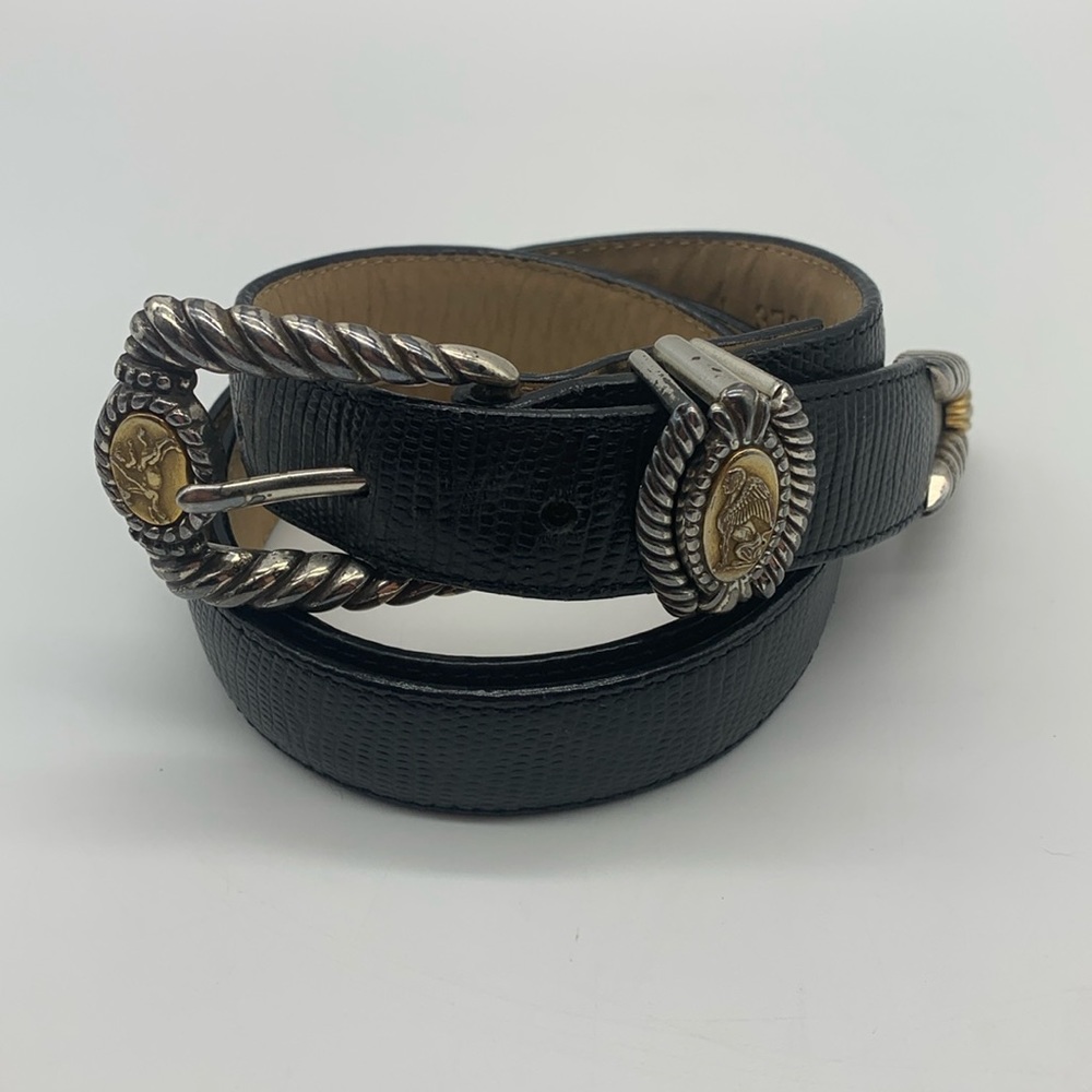 Vintage Brighton Museum Collection Belt Roman Coins Black Leather Sz Large FLAWS